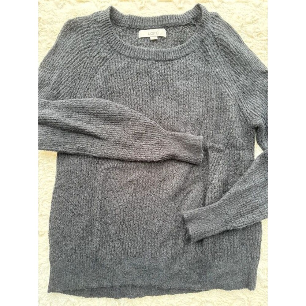 LOFT Black Wool Blend light weight Knit Sweater Medium